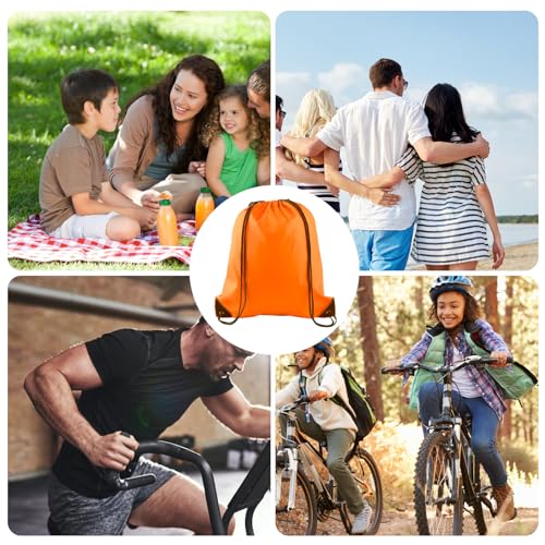 Image of KUUQA 2Pcs Orange Drawstring Backpack Bags Cinch Sack Bulk String Backpack Storage Bag