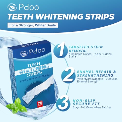 Image of Teeth Whitening Strip 14 Treatments - Whitening Strips for Sensitive People, Fast Remove Smoking, Coffee, Wine Stains, Teeth Brightening Kit Pack of 28 Non-Slip Strips