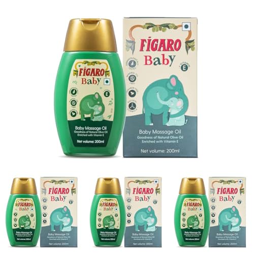 Image of Figaro Baby Massage Oil With Goodness Of Natural Olive Oil Enriched With Vitamin E, Dermatologically Tested, 200 Ml (Pack of 4)