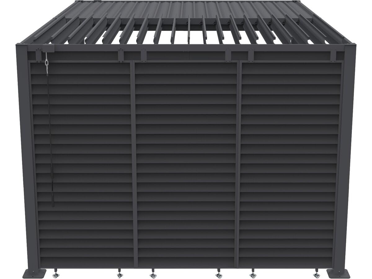 Pergola bioclimatique avec 7 persiennes en Acier galvanisé Howard - 3 x 4 m - Gris