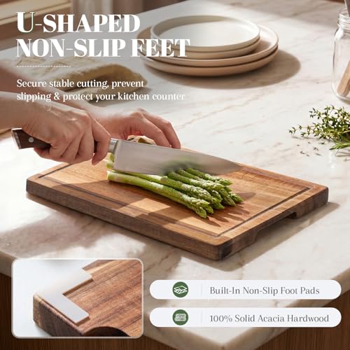 Tablas de cortar para cocina con soporte de madera, set de 3 miniatura 5
