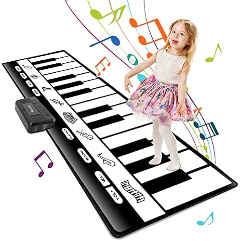 TWFRIC 6ft. Piano Mat with 24 Keys & 10 Demos & 8 Musical Instruments Sounds & 4 Play Modes, Giant Dance Floor Piano Music Play Mat 71'' Large Interactive Musical Toys Gifts for Kids Adults Toddlers Cover