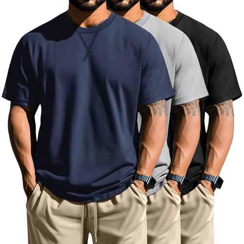 T-shirt grand et grand homme en coton haut de gamme coupe longline soignée lot de 3 hauts