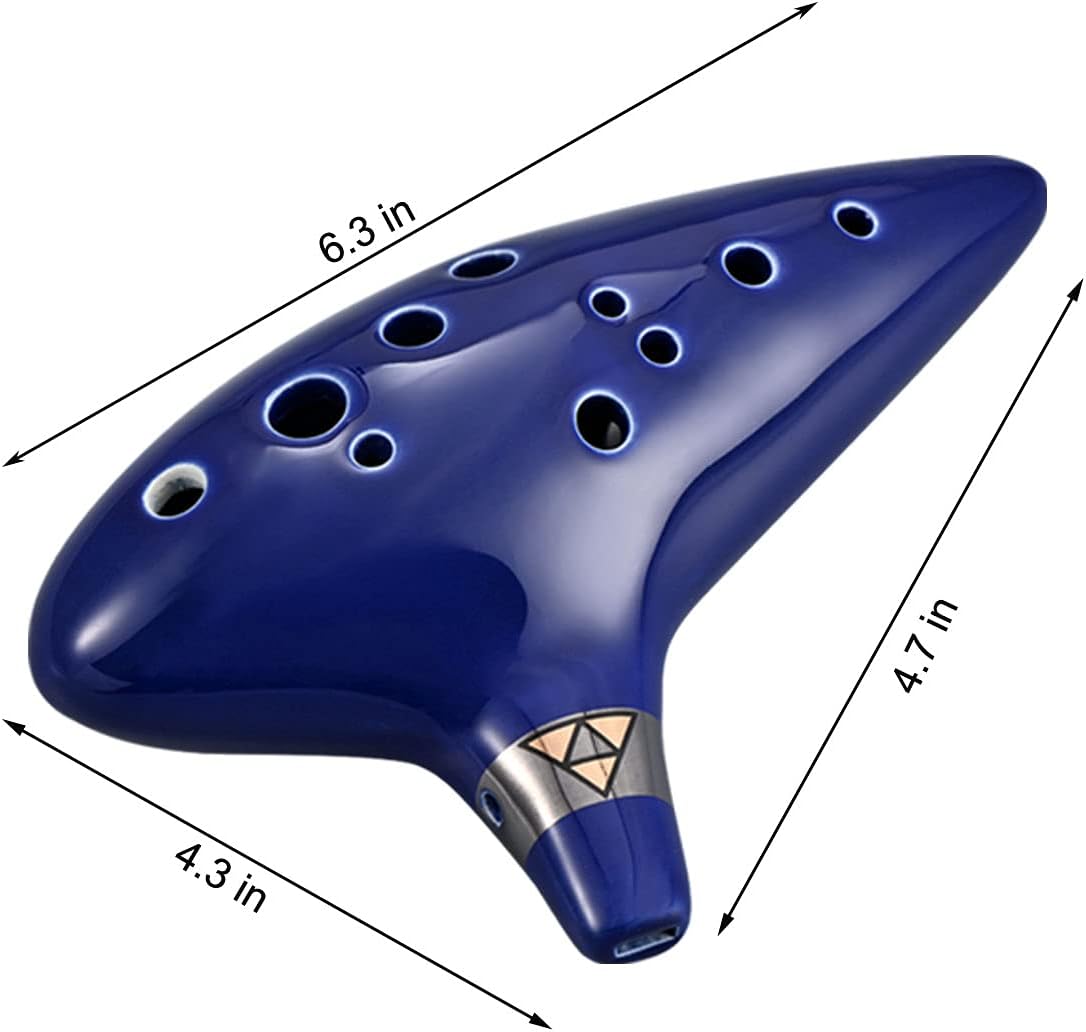 Ocarina 12-Hole Alto C Ceramic Piccolo, Musical Instrument Gift for Adults beginners with Display Stand Music Book Neck-Strap Bag