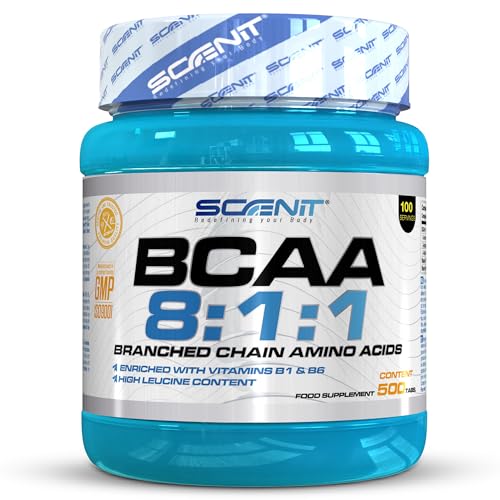 BCAA 8.1.1-500 Tabletas - Aminoacidos BCAA - Aminoacidos ramificados BCAA - Aminoácidos BCAA - Leucina isoleucina valina - BCAA Tablets - Reforzado con Vitamina B1 y B6