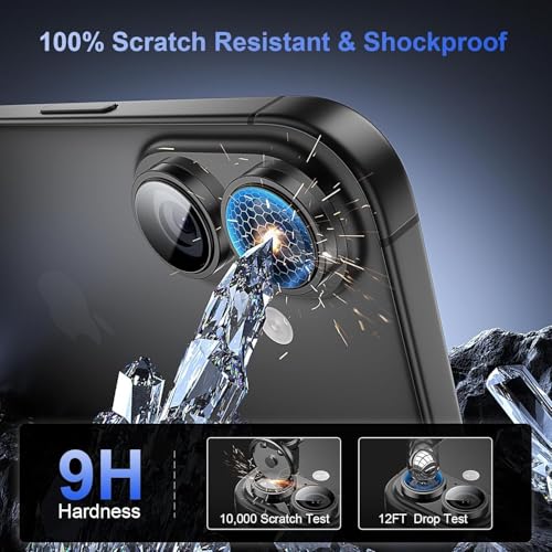Image of Choiche Camera Lens Protector Compatible for iPhone 17 (Black) - 9H Tempered Glass Camera Cover, HD Clear Anti-Scratch Screen Protector with Metal Ring Decoration, Case Friendly, Night Shot Safe