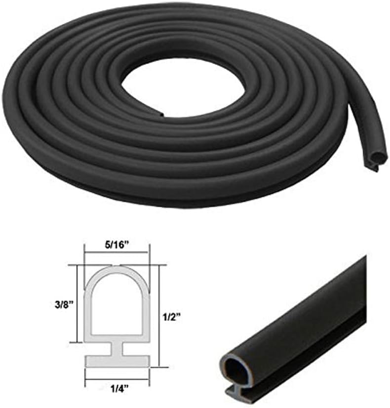 Automotive Black Bulb Type Gasket, 5/16" Width, 1/4" Backing - 20 Ft.