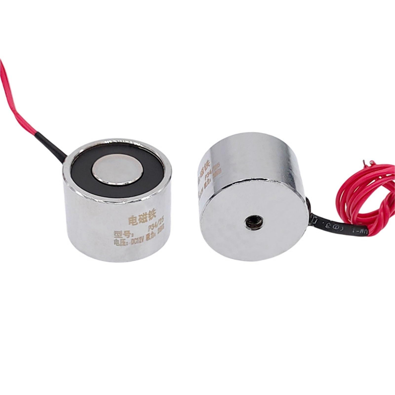 Elettromagnete solenoide 34 x 25 mm P34/25 Magnete elettrico potente 5 V 6 V 12 V 24 V DC, forza di sollevamento 25 kg, ventosa 250 N, 1 pezzo(12 V)