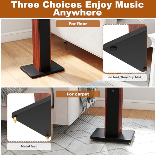 Soportes de altavoz de madera de 70 cm contra vibraciones y sonido distorsionado 4