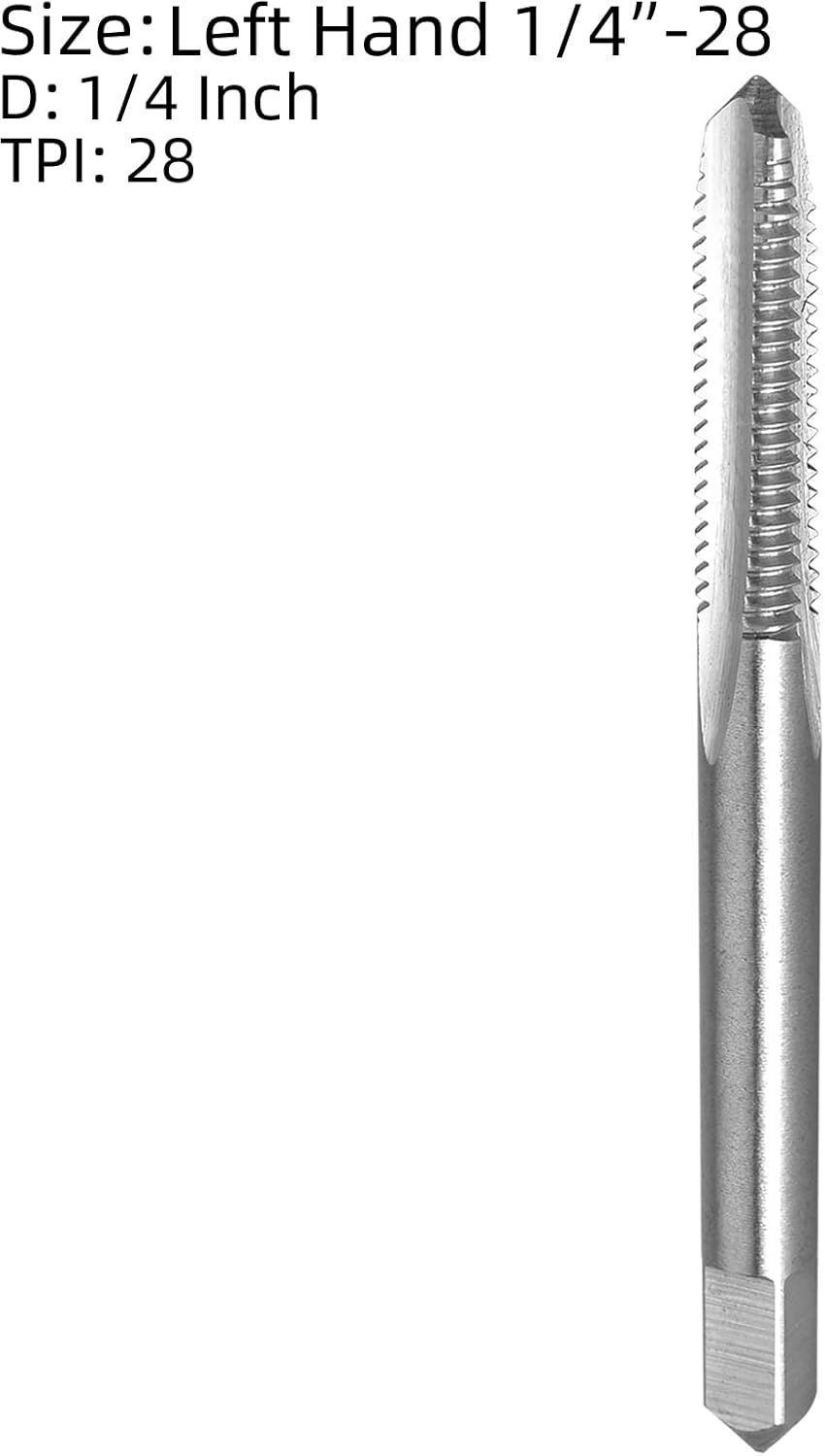 Burkit 1/4"-28 UNF Tap and Die Set Left Hand, 1/4 x 28 UNF Machine Thread Tap and Round Die