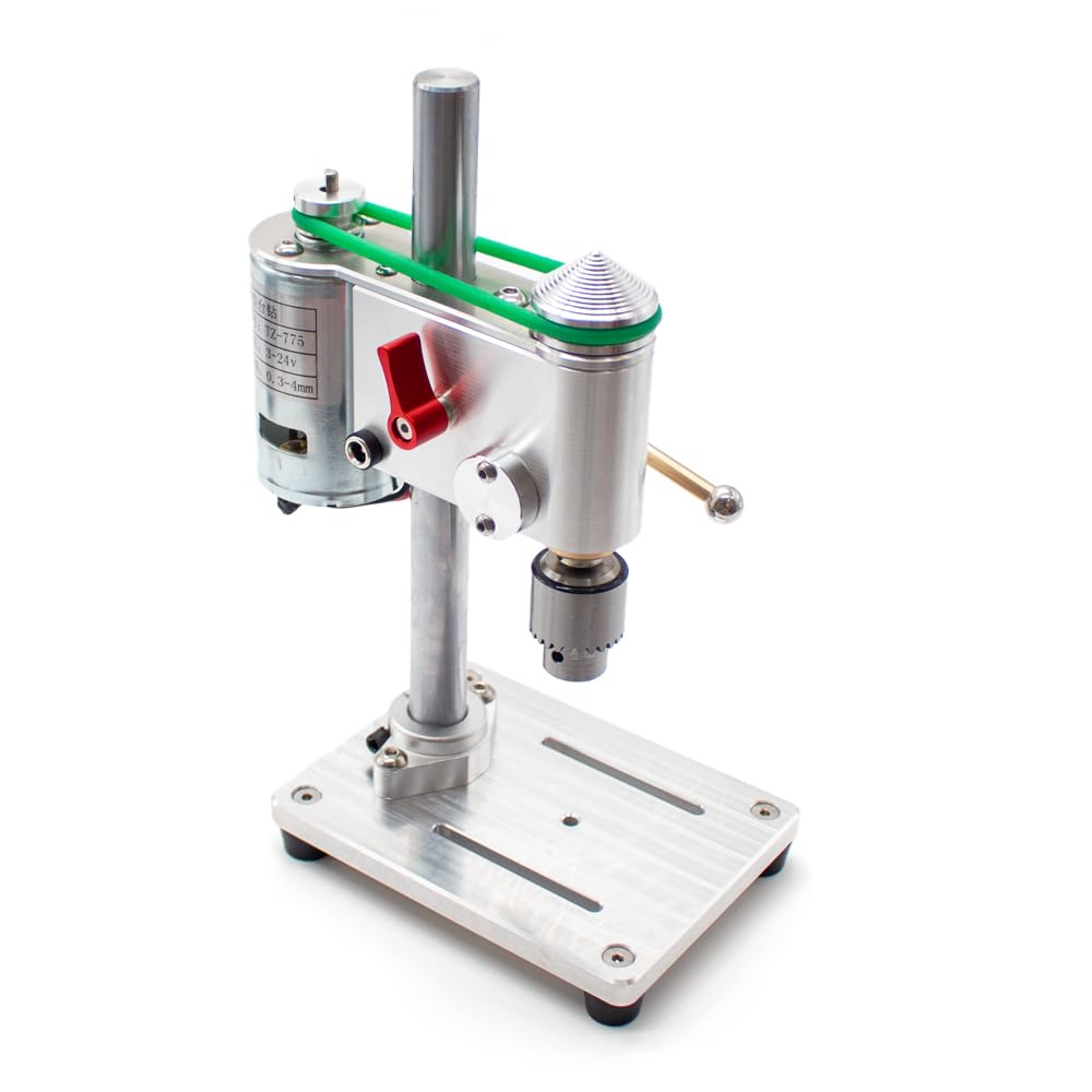 LeTkingok High Precision Mini Bench Drill 0.3-4MM Micro Drilling Machine Watch Repair Tool with Speed Adjustable Power Adapter 775 Motor