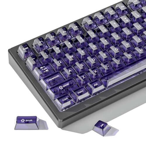 Image of dagaladoo Purple Clear Keyboard keycaps,Transparent keycaps 60 75 100 Percent,Ceramic Jelly Key caps Set,Shine Through Key caps,Cherry Profile Key Caps for Mx Switches Mechanical Keyboard