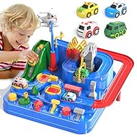 Kids Race Tracks for Boys, Car Rescue Adventure Toys With Mini Cars for 3-6 Years Old Toddlers, Vehicle Race Set for Boys Girls Age 3+