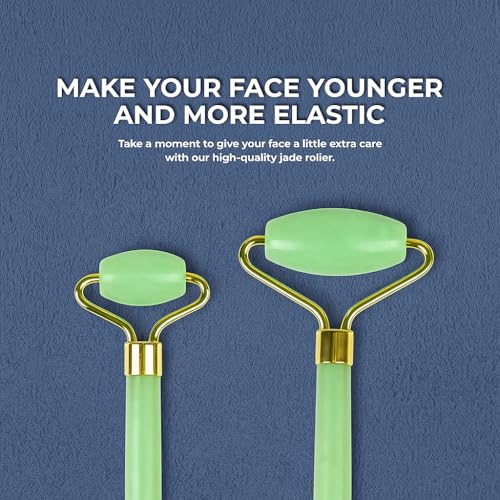 Image of (GREEN) Roller & Gua sha. For facial massager, under eye Dark circles, beauty treatment, puffy eyes, Eye roller and Blood flow.