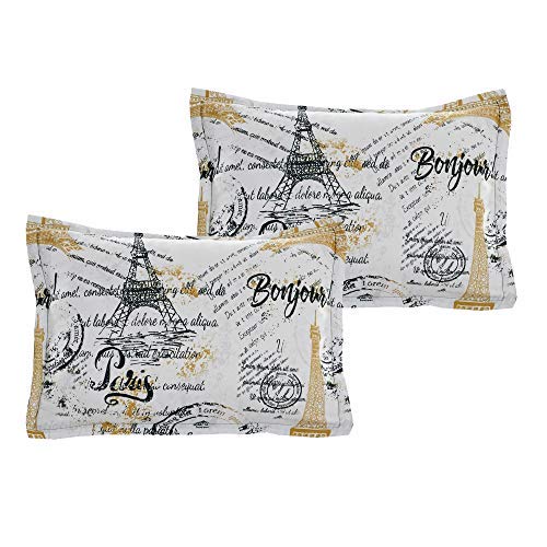 Linentopia Queen Comforter Set - Elegant 7-Piece Comforter Set For Your Bedroom's Decoration - Cozy Bed Comforter Queen Bedding Set - Easy To Clean Comforter For Your Guestroom, (Paris, Q, Black) #TOP3