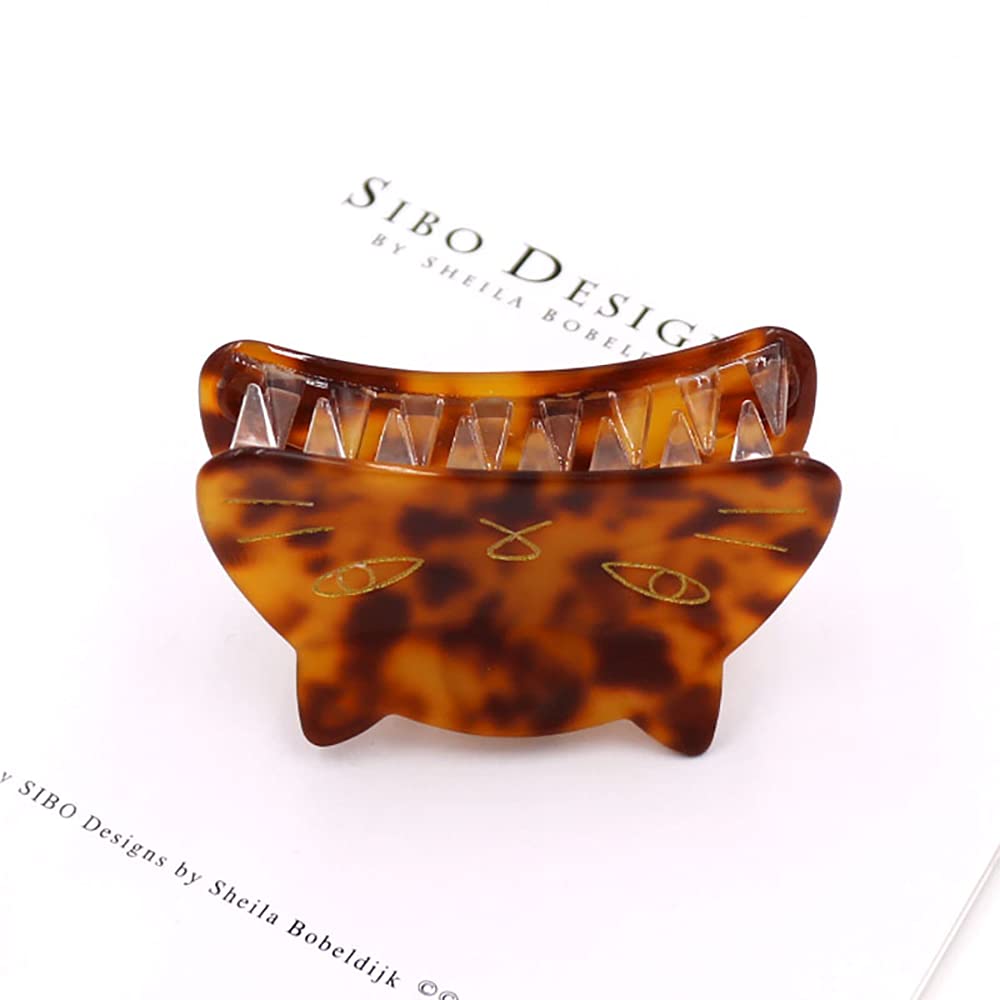 Yusier 2 PCS Cute Cat Claw Hair Claw Clip Two Sizes That Stay in Place Hair Clips Hair Clips fo Women Girl (Tortoiseshell Cat) - Image 4