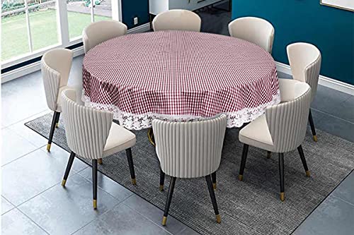Image of The Furnishing Tree Round Shaped 8 Seater Table Cover WxL 90x90 inches with White Border lace