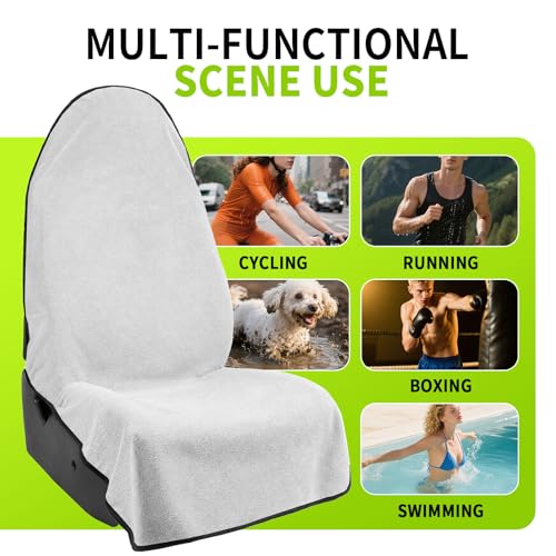 Image of Leader Accessories Waterproof Car Towel One Front Seat Cover White Machine Washable for Athletes Running Swimming Boxing Workout Outdoor Sports | Universal Non-Slip, Fits Car Truck SUV, Machine Washable, For Dog & Kid, Pets, Yoga, Gym, Beach, Swimming, Outdoor Sports