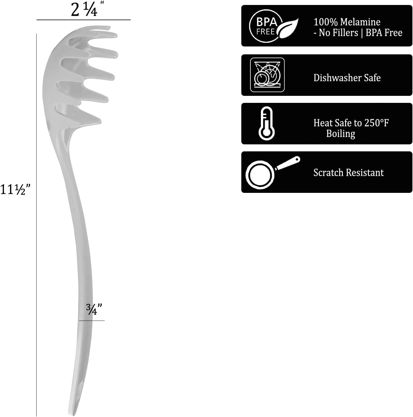 Spaghetti Spoon, Pasta Server, Fork with Ergonomic Handle, Heat Resistant, BPA Free with Ergonomic Handle,11.5 inch Melamine Utensil by Reston Lloyd, Pink