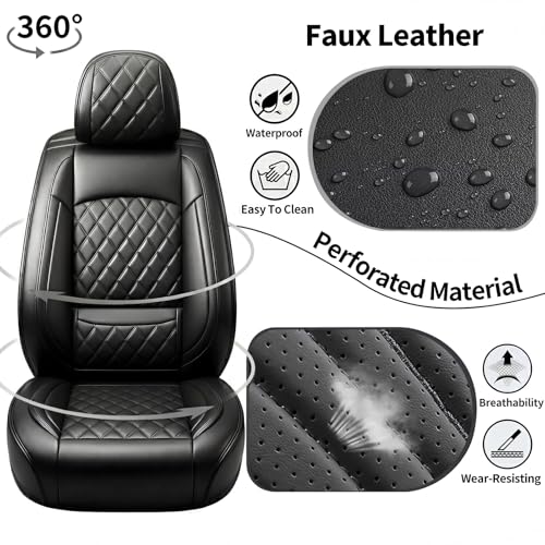 SHOUXIU Fit Corolla Cross Car Seat Covers for Toyota Corolla Cross 2022-2026 - Luxury Leather, Anti-Slip, All-Weather Seat Cushions, Waterproof & Breathable, Airbag Compatible, Full 5-Seat Set (Black) by SHOUXIU - Used condition - Image 3