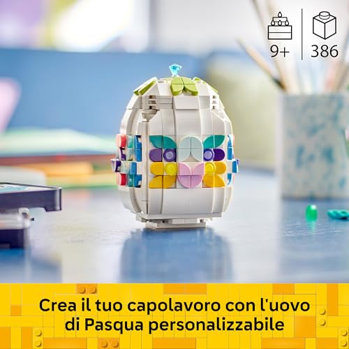 Uovo di Pasqua Decorativo - Regalo di Pasqua per Bambine e Bambini da 9 Anni - Decorazione Pasquale Giocattolo con Elementi Colorati come Cuori Dorati e Pietre Preziose - Arte e Mestieri - 40816 - Lego - Immagine 2