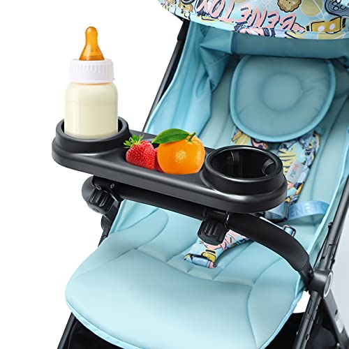 Image of Universal Stroller Snack Tray:Stroller Cup Holder Organizer Tray for Snacks,with Removable Non-Slip Grip Clip for Stroller Bar Multifunction Stroller Organizer