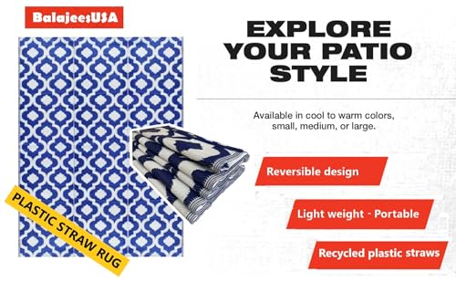 BalajeesUSA Outdoor Rug - 5x7 feet, Multi Color, Reversible, Portable, for Camping picnic, Waterproof, Plastic straw patio rugs, RV camper mat 477 - Thumbnail 7