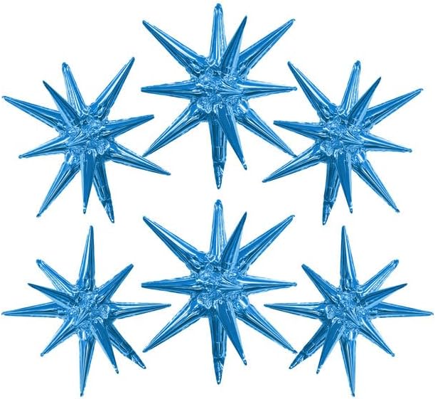 Globos de papel de aluminio con forma de estrella azul real, 6 globos de Mylar con punta de cono de 22 pulgadas, decoración de fiesta para Navidad,