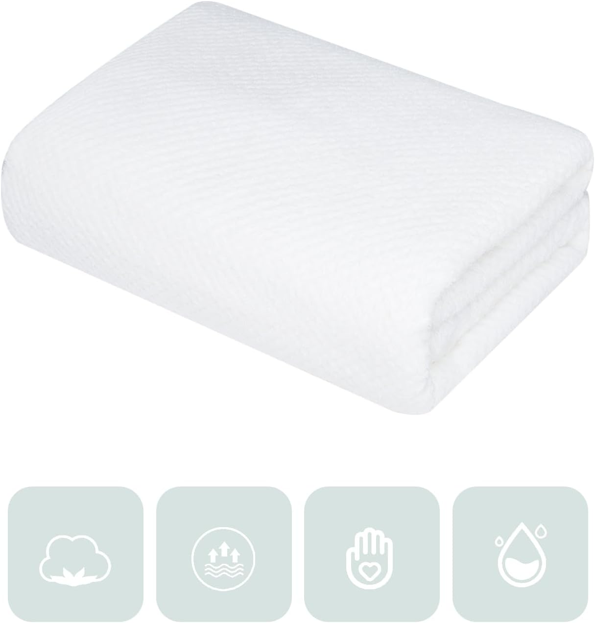 Bath Towel Set Pack of 2, 35 x 70 Inches Large Microfiber Bath Towels, Soft, Absorbent, and Quick Dry Towels for Bathroom, Pool, Beach, Swim, and Yoga, Large Bathroom Towels(2PCS White) - Image 2