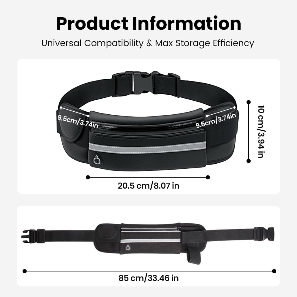 Anti-theft Invisible Waist Bag, 2026 New Waterproof Running Waist Belt Bag with Water Bottle Holder, Outdoor Sports Waist Bag for Women Men, Lightweight Travel Pouch for Phone Keys (Black)