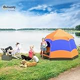 Outsunny Double Layer Instant Pop Up Tent with Rainfly, Hexagon 4 Man Dome Tent, Portable Camping Shelter with Sewn-in Groundsheet and Carry Bag, for Festival Backpacking Road Trips, Orange - Image 9