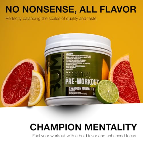Image of RAW Essential Pre-Workout Powder (Champion Mentality) - Chris Bumstead Sports Nutrition Supplement for Men & Women - Preworkout Energy Powder with Caffeine, L-Citrulline, L-Tyrosine & Beta Alanine