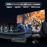 Przełącznik 4K 120 Hz HDMI 2.1 4 x 1 z USB-C DP1.4 i ekstraktor audio (optyczny/3,5 mm out) VRR ALLM HDCP 2.3 HDR Dolby Vision/Atmos – do PS5, Xbox, gier, pilota zdalnego sterowania na podczerwień