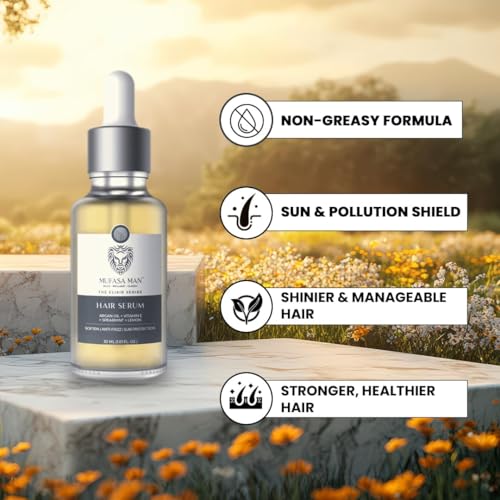 Image of Hair Serum with Natural Cold-pressed Essential Oils| Vitamin E | Lemon| Softer & Shiny Hair | Hair Serum for Men | Non-sticky | Silicone-free | Parabens-free | Phthalates-free - 30 ML