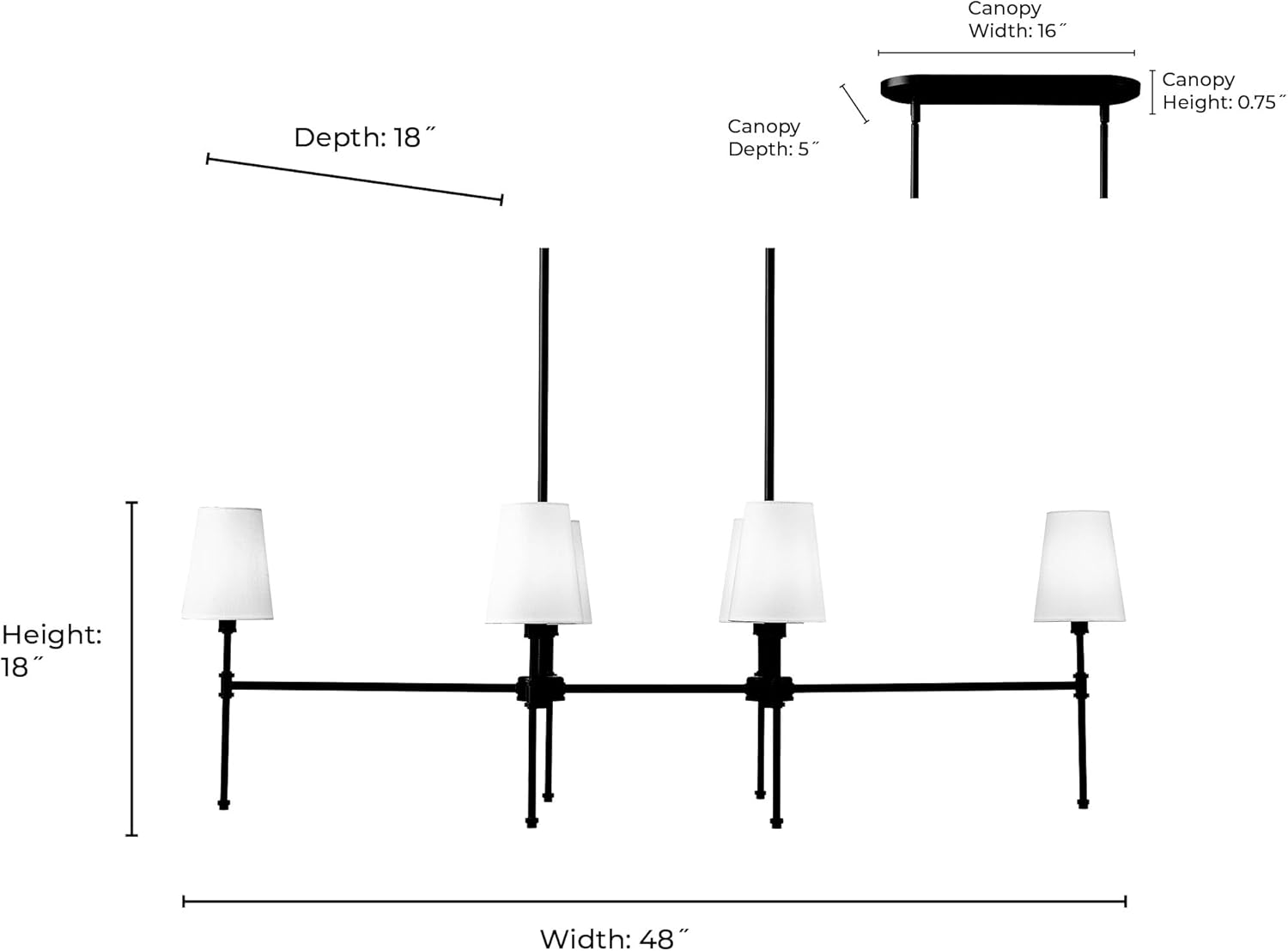 ML Lighting 16506-MB Adorra 48" Wide 6-Light Chandelier - Matte Black