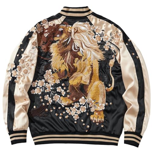 Veste de Baseball Style Chinois à Broderies Coupe Décontractée