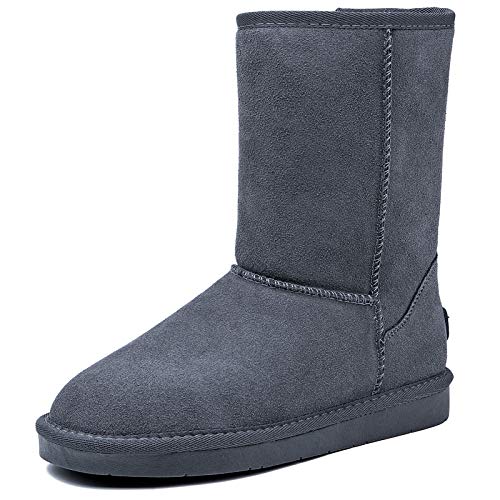 AOMAIS Womenâ€™s Winter Snow Boots Fur Lined Mid Calf and Mini Outdoor Warm Boot Shoes Ankle Short Booties(grey2,us9)