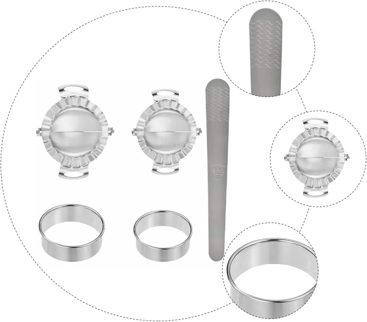 Ciieeo 5-Piece Dumpling Maker Set Multi-Function Press Cutter Kit Kitchen Gadget Accessories for Homemade Dumplings Empanadas and Pierogi