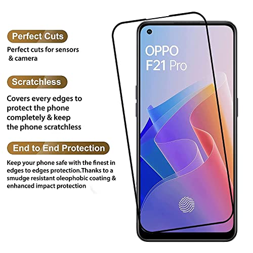 Image of Screen Protector for Oppo F21 Pro (Black) Tempered Glass Edge-to-Edge 6D Screen Guard With Installation Kit
