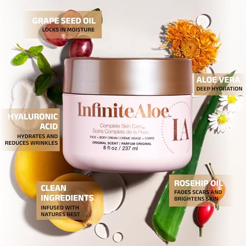 InfiniteAloe Complete Skin Care, Aloe Vera Powered Face and Body Cream for All Skin Types, Dry Skin Everyday Hero, Original Scent - Large Jar 8 oz