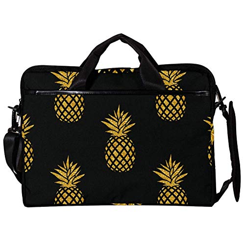 Maletín ordenador 15.4 pulgadas y funda portátil 14" tipo bandolera con estampado de piña oro