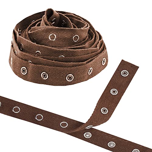 Mandala Crafts Brown Cotton Metal Snap Tape for Sewing, 3 Yds