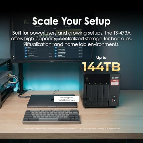 Image of QNAP TS-473A-8G-US 4 Bay High-Speed Desktop NAS with AMD Ryzen 4-core CPU, 8GB DDR4 Memory and 2.5GbE (2.5G /1G /100M) Network Connectivity (Diskless)