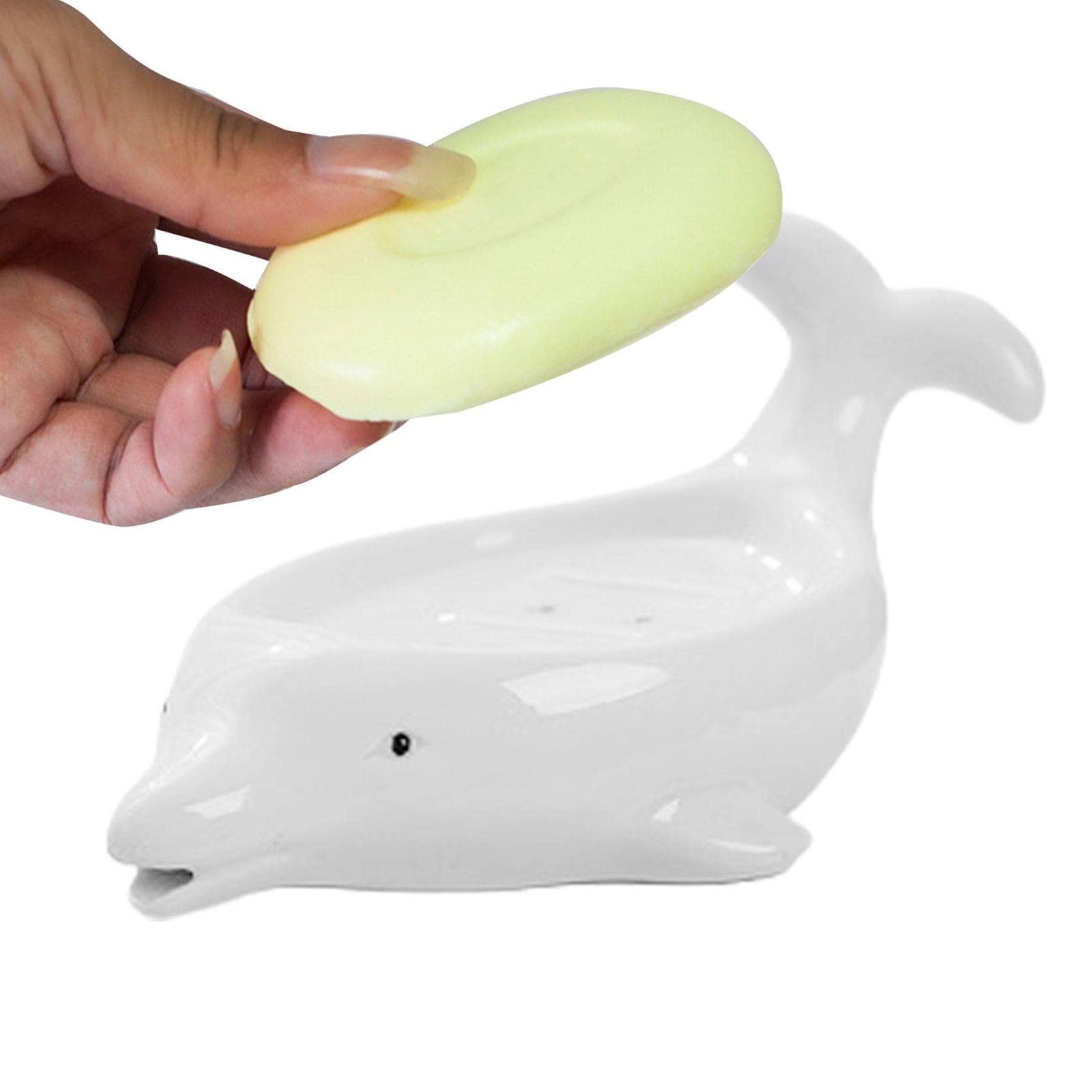 ZWMBYN Portasapone a forma di anatra, in ceramica bianca, a forma di animale, autodrenante, porta sapone da bagno per bambini, portasapone da bar, per doccia, bagno, cucina