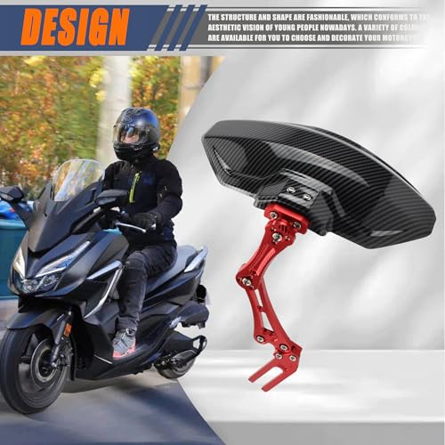 Image of Motorcycle Wheel Rear Mudguard,Fender Rear Cover Compatible with Universal Motorbikes Scooter Extender Accessories-Red