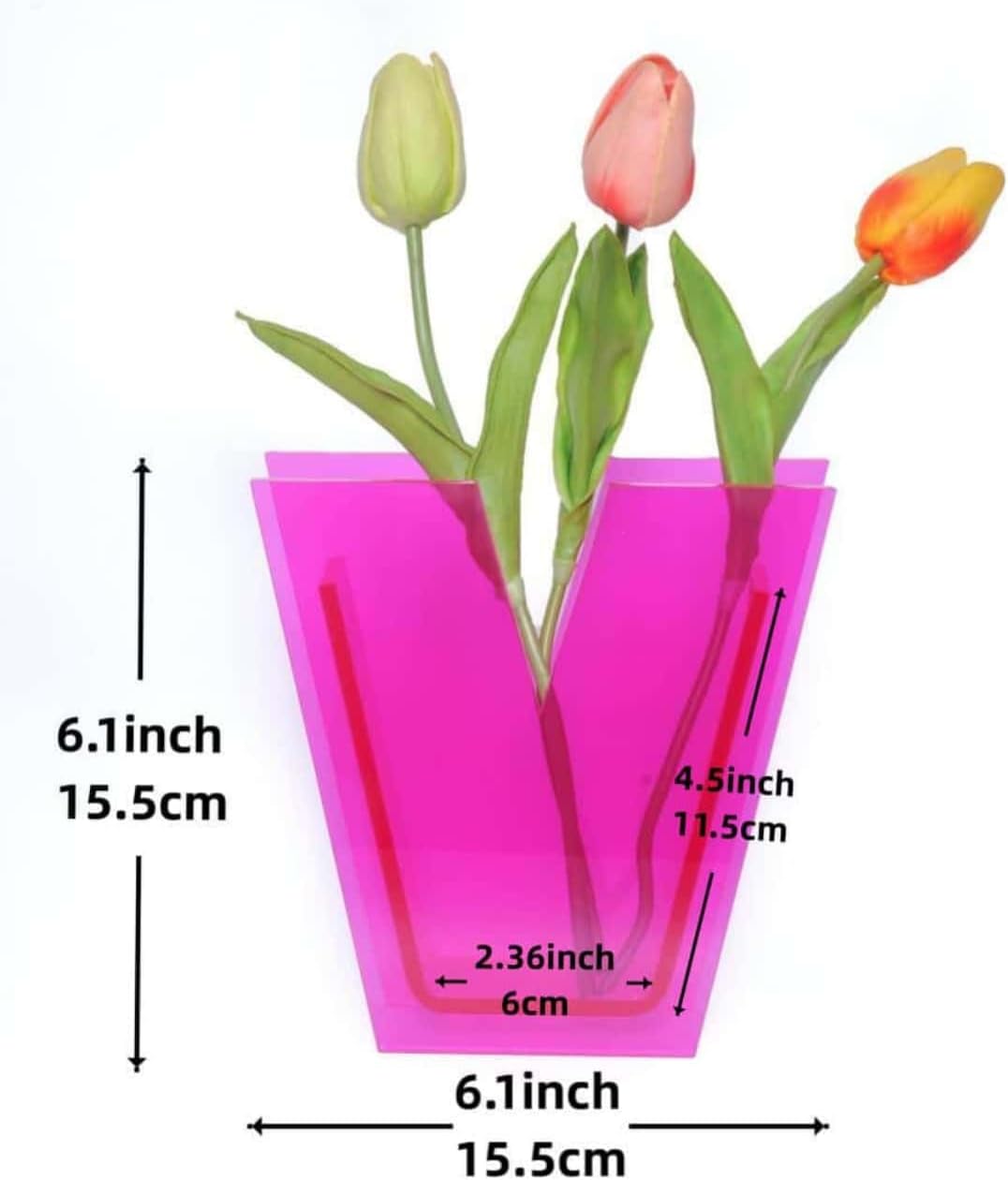 4 Pcs Acrylic Vase Set, Love Vase for Centerpieces, Maximalist Decor Cute Flowers Vases for Modern Home, Office, Bedroom, Living Room, Dining Table (Hot Pink)