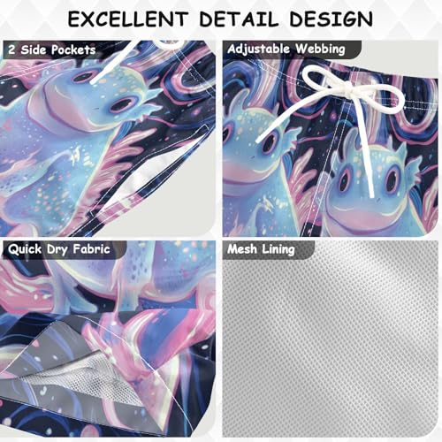 Boy Swim Trunks Starry Axolotl Dreamy Swirls Quick Dry Bathing Suit Swimsuit Toddler Beach Board Shorts4