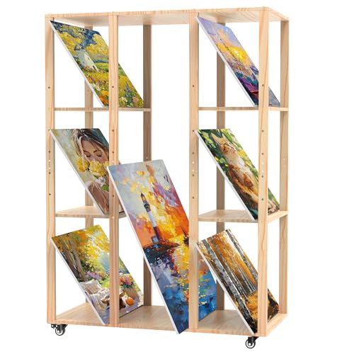 GARVIN Extra-Large Art Storage Rack – Adjustable Wooden Cabinet-Style Multi-Tier Canvas Storage & Display Rack, Heavy-Duty Art Organizer for Classroom, Studio, Gallery, Posters