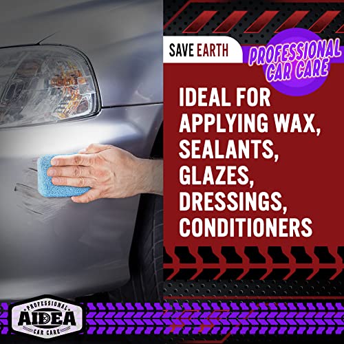 Aidea Microfiber Applicator Pads-8Pk, Microfiber Sponge, Car Wash Pads, Cleaning Pads, Great For Applying Wax, Sealants & Other Conditioners-Blue #TOP1