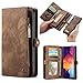 Produktbild Simicoo Samsung A50 Leder Wallet Schutzhülle 11 Kartenfächer Reißverschluss Abnehmbare Brieftasche Magnetverschluss Robuste Filp Tasche Handyhülle für Samsung A50 (A50, Brown)